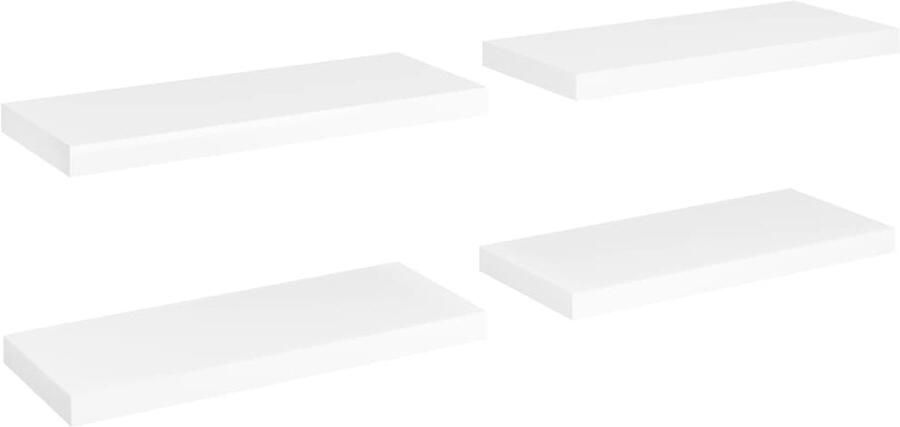 VidaXL Wandschappen Zwevend 4 stuks Wit 60 cm Wandplank Houten Plank Zwevende Plank Opslagoplossing Decoratief Item