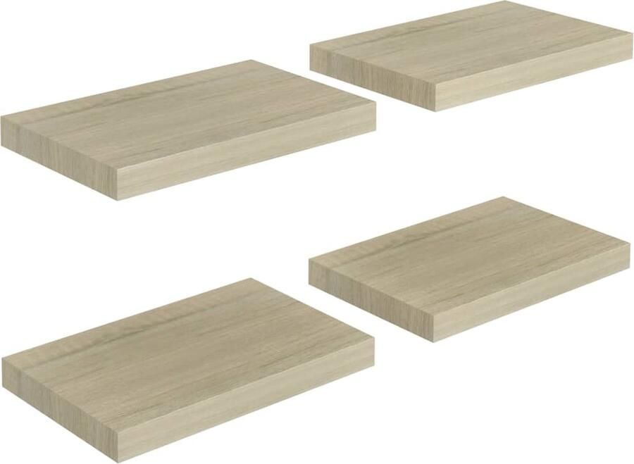 VidaXL Wandschappen Zwevend 40x23x3 8 cm 4 stuks Wandplank Zwevende Plank Houten Wandplank Eiken Wandplank Salondecoratie
