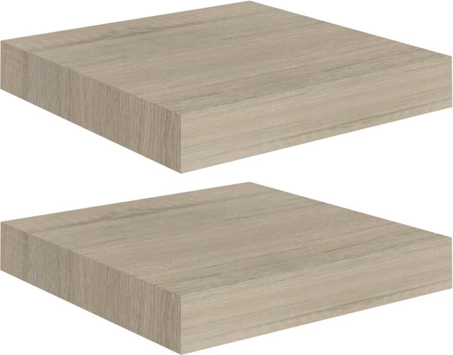 VidaXL Wandschappen Zwevend Eiken 2 Stuks Wandplank Houten Wandplank Zwevende Wandplank Woonaccessoires Interieuraccessoires