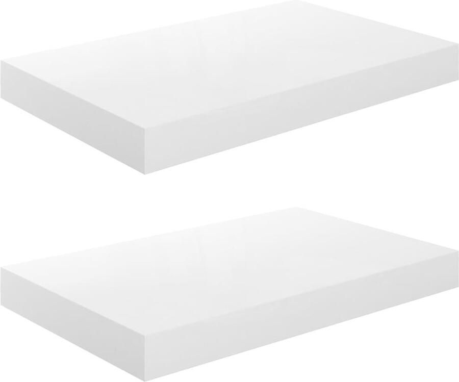 VidaXL Wandschappen Zwevend Hoogglans Wit 2 stuks Wandplank Zwevende Plank Honingraat Mdf Metaal Wit