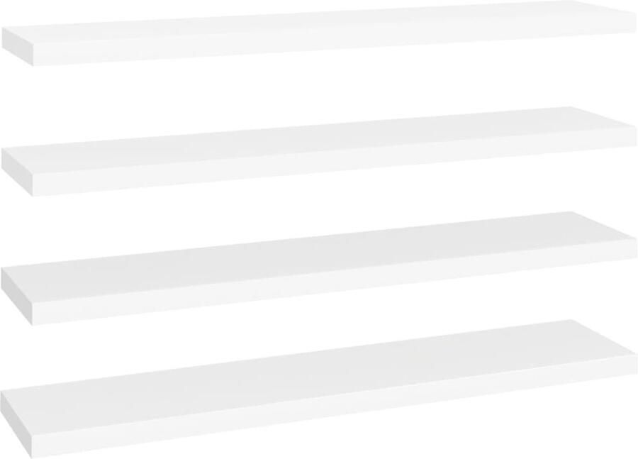 VidaXL Wandschappen Zwevend Set van 4 Wit MDF Wandplank Zwevende Plank Honey Comb Mdf Houten Wanddecoratie Opbergruimte