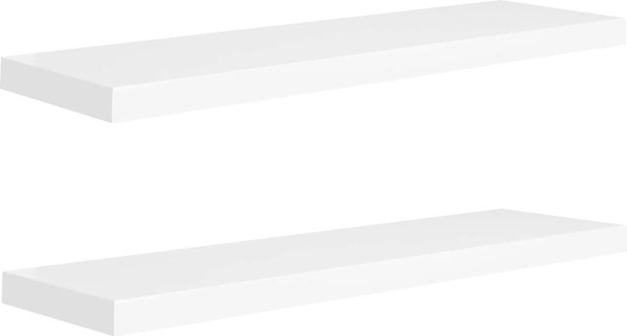 VidaXL Wandschappen Zwevend Wit 2 stuks MDF Wandplank Zwevende Wandplank Houten Wandplank Mdf Wandplank Witte Wandplank
