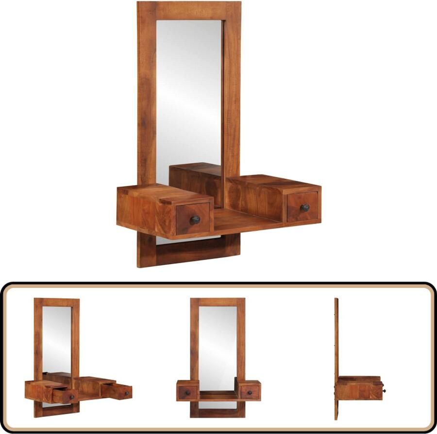 VidaXL Wandspiegel 60x33x90 cm Massief Acaciahout Wandspiegel Spiegels Vintage Spiegel Houten Spiegel Salontafel