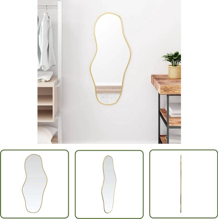 VidaXL Wandspiegel 90x40 cm goudkleurig Wandspiegel Gouden Spiegel Spiegels Voor De Muur Vintage Spiegel Grote Spiegel Rechthoekige Spiegel Salontafel Spiegel Badkamer Spiegel Slaapkamer Spiegel