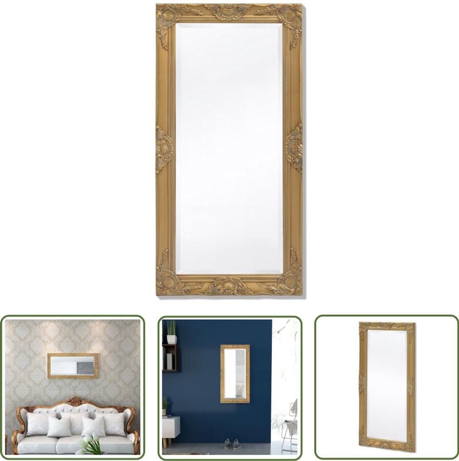 VidaXL Wandspiegel Barok 100x50 cm Goud Wandspiegel Barok Stijl Gouden Spiegel Vintage Spiegel Houten Frame Grote Spiegel Kamerdecoratie Badkamerspiegel Garderober Spiegel Salontafel
