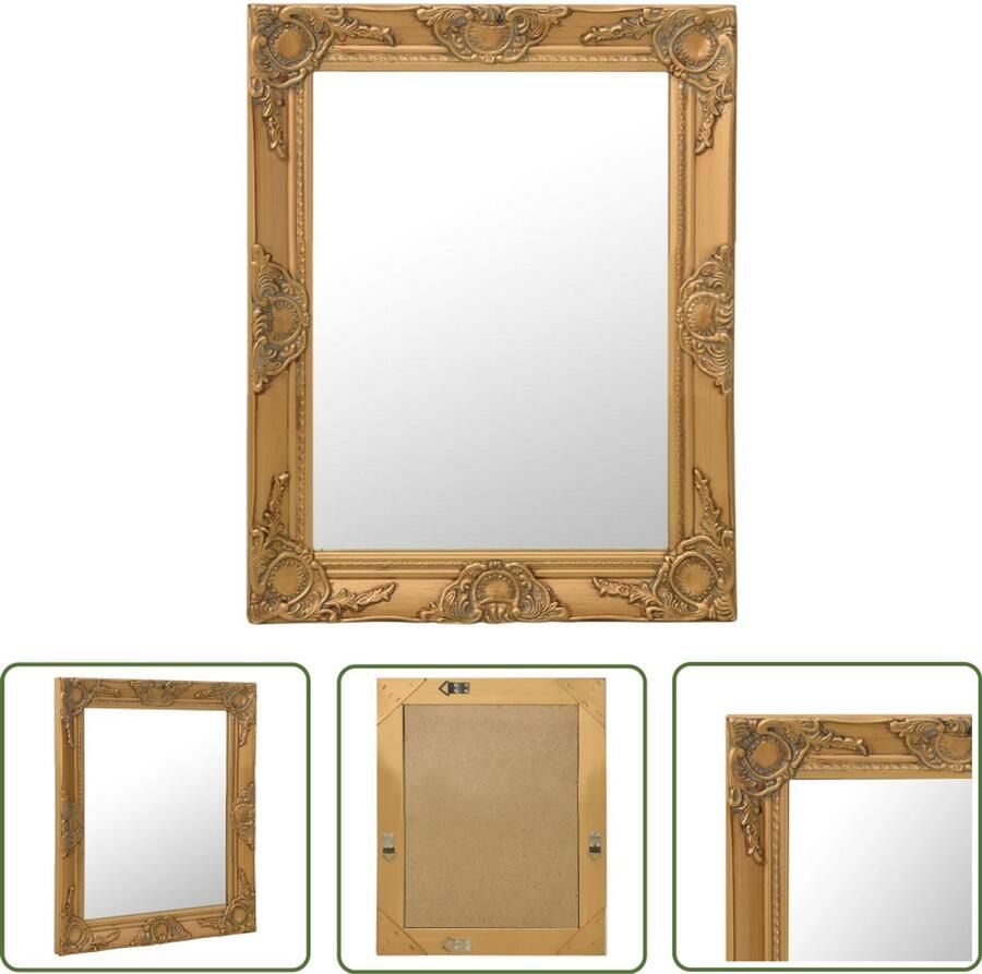VidaXL Wandspiegel Barok 50x60 cm Goudkleurig Wandspiegel Barok Spiegel Gouden Spiegel Vintage Spiegel Salon Spiegel Badkamerrspiegel Kledingkast Spiegel Decoratieve Spiegel Retro Spiegel