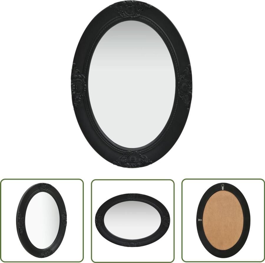 VidaXL Wandspiegel Barok 50x70cm Zwart Wandspiegel Barok Spiegel Vintage Spiegel Grote Spiegel Oval Spiegel Zware Spiegel Salon Spiegel Badkamerrspiegel Kledingkast Spiegel