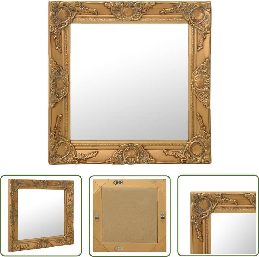 VidaXL Wandspiegel Barok stijl 50x50 cm Goudkleurig Wandspiegel Barok Spiegel Gouden Spiegel Vintage Spiegel Salon Spiegel Badkamerrspiegel Kledingkast Spiegel Grote Spiegel Ovale Spiegel Rechthoekige Spiegel