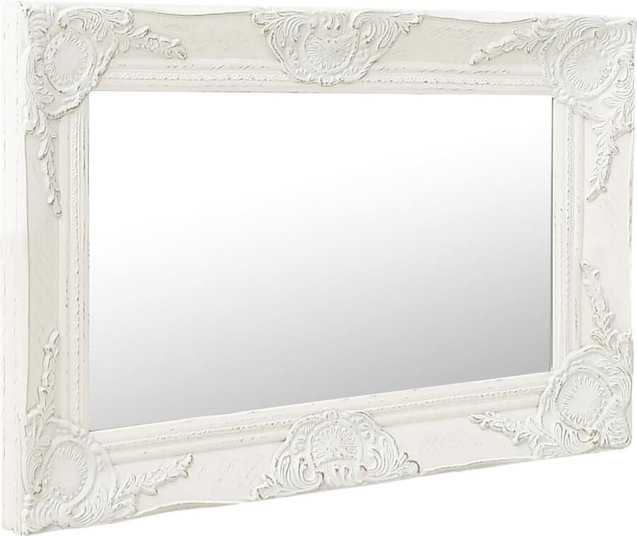 VidaXL Wandspiegel Barok Stijl 60x40 cm Wit Wandspiegel Barok Spiegel Vintage Spiegel Houten Spiegel Witte Spiegel Badkamerrspiegel Salon Spiegel Kledingkast Spiegel Grote Spiegel Ovale Spiegel - Foto 2