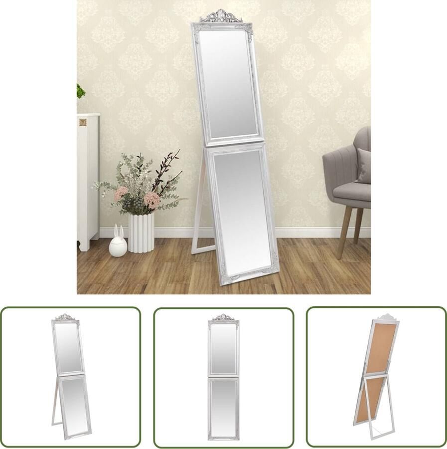 The Living Store Passpiegel Barok Zilver 45 x 6.5 x 180 cm Inklapbaar Eucalyptushout Barokspiegel Wandspiegel Spiegels Met Kader Vintage Spiegel Salontafel