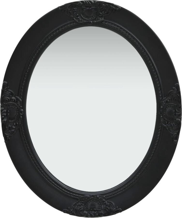 VidaXL Wandspiegel Barokstijl 50x60 cm Zwart Wandspiegel Barok Spiegel Oval Spiegel Zwarte Spiegel Vintage Spiegel Salon Spiegel Badkamerrspiegel Kledingkast Spiegel Grote Spiegel Speiglen - Foto 2