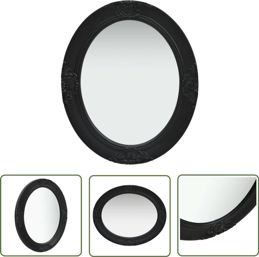 VidaXL Wandspiegel Barokstijl 50x60 cm Zwart Wandspiegel Barok Spiegel Oval Spiegel Zwarte Spiegel Vintage Spiegel Salon Spiegel Badkamerrspiegel Kledingkast Spiegel Grote Spiegel Speiglen