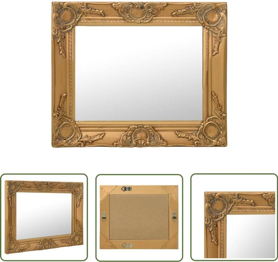 VidaXL Wandspiegel Barokstijl Goud 50x40 cm Wandspiegel Barok Spiegel Gouden Spiegel Vintage Spiegel Kamerdecoratie Badkamervoorwerp Sierlijke Spiegel Retro Spiegel Salontafel