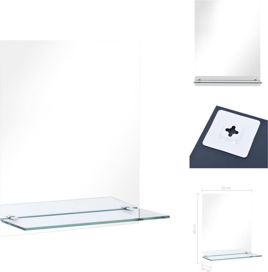 VidaXL Wandspiegel Modern Badkamermeubel Gehard glas 20x40cm Met schap Spiegel