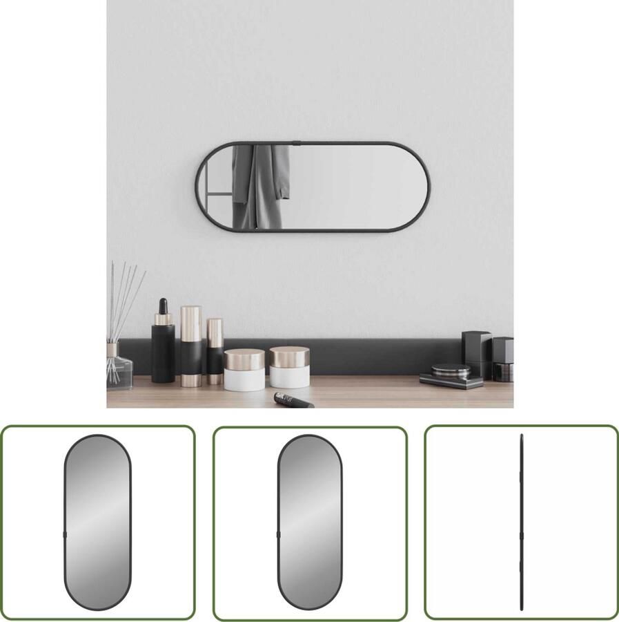 VidaXL Wandspiegel Ovaal Zwart 40x15 cm Wandspiegel Zwarte Spiegel Ovale Spiegel Pvc Frame Kleine Spiegel Badkamerspiegel Salontafel Spiegel Vintage Spiegel Minimalistisch Design Decoratie Spiegel