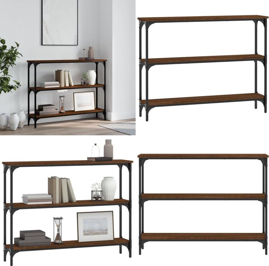 VidaXL Wandtafel 100x22 5x75 cm bewerkt hout bruin eikenkleur Wandtafel Wandtafels Bijzettafel Console Tafel