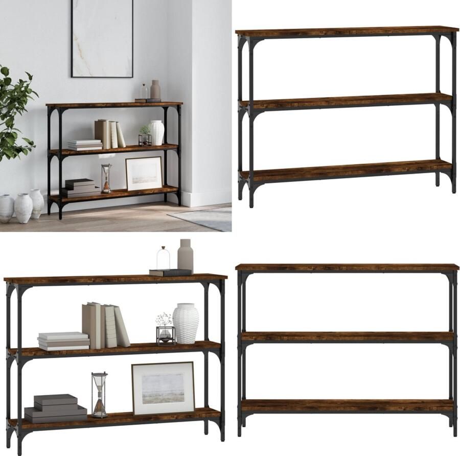 VidaXL Wandtafel 100x22 5x75 cm bewerkt hout gerookt eikenkleurig Wandtafel Wandtafels Bijzettafel Console Tafel