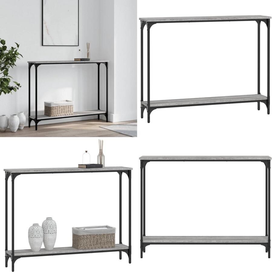 VidaXL Wandtafel 100x22 5x75 cm bewerkt hout grijs sonoma eikenkleurig Wandtafel Wandtafels Bijzettafel Console Tafel - Foto 2