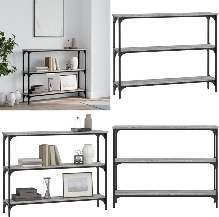 VidaXL Wandtafel 100x22 5x75 cm bewerkt hout grijs sonoma eikenkleurig Wandtafel Wandtafels Bijzettafel Console Tafel