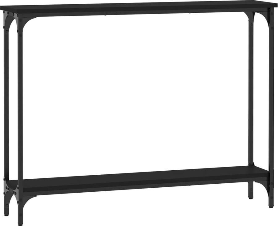 VidaXL Wandtafel 100x22 5x75 cm Bewerkt hout Zwart Wandtafel Haltafel Entreetafel Zwarte Tafel Houten Tafel Industrieel Design Opbergruimte Muurbevestiging