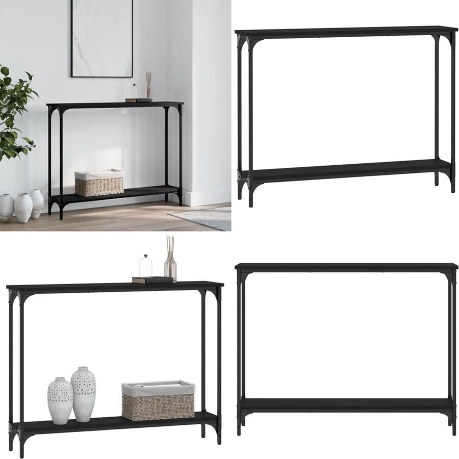 VidaXL Wandtafel 100x22 5x75 cm bewerkt hout zwart Wandtafel Wandtafels Bijzettafel Console Tafel