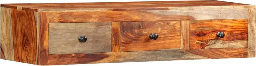 VidaXL Wandtafel 100x25x20 cm Massief Sheeshamhout Wandkast Sheeshamhout Salontafel Bijzettafel Opbergruimte Vintage Stijl Modern Design Bruine Kleur - Foto 2