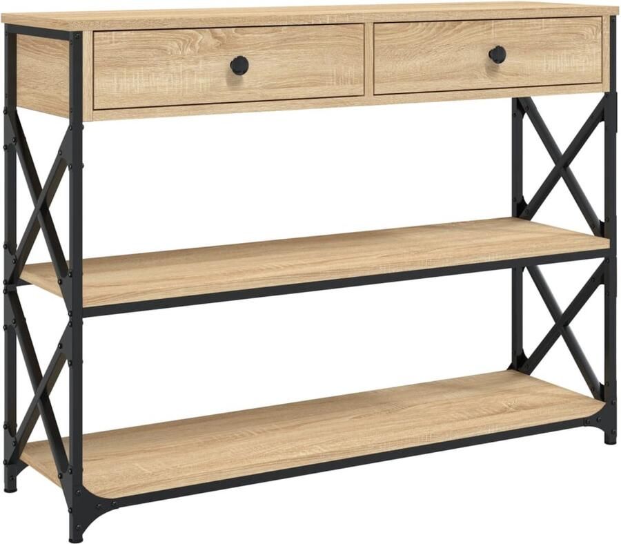 VidaXL -Wandtafel-100x28x75-cm-bewerkt-hout-sonoma-eikenkleurig - Foto 2