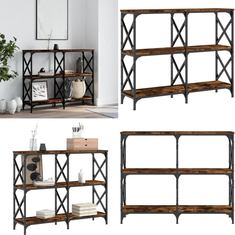 VidaXL Wandtafel 100x28x80 5 cm bewerkt hout gerookt eikenkleurig Wandtafel Wandtafels Bijzettafel Console Tafel