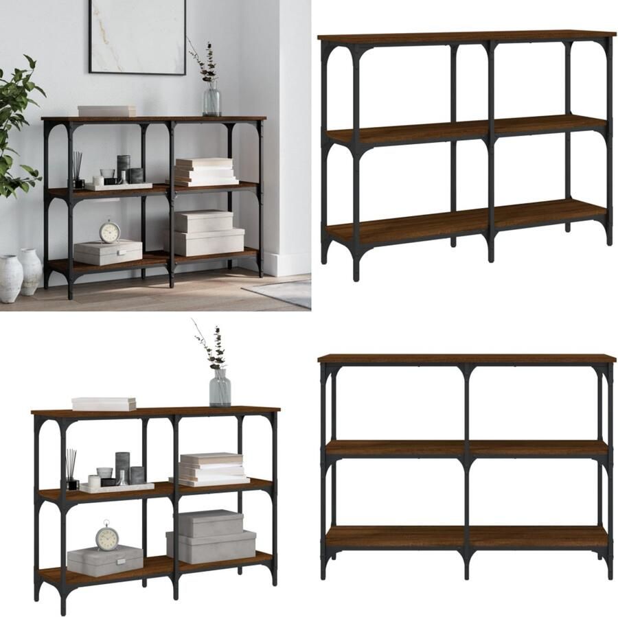 VidaXL Wandtafel 100x29x75 cm bewerkt hout bruin eikenkleur Wandtafel Wandtafels Bijzettafel Console Tafel