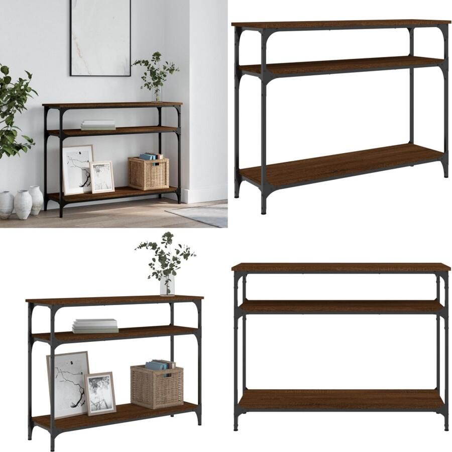 VidaXL Wandtafel 100x29x75 cm bewerkt hout bruin eikenkleur Wandtafel Wandtafels Bijzettafel Console Tafel - Foto 2