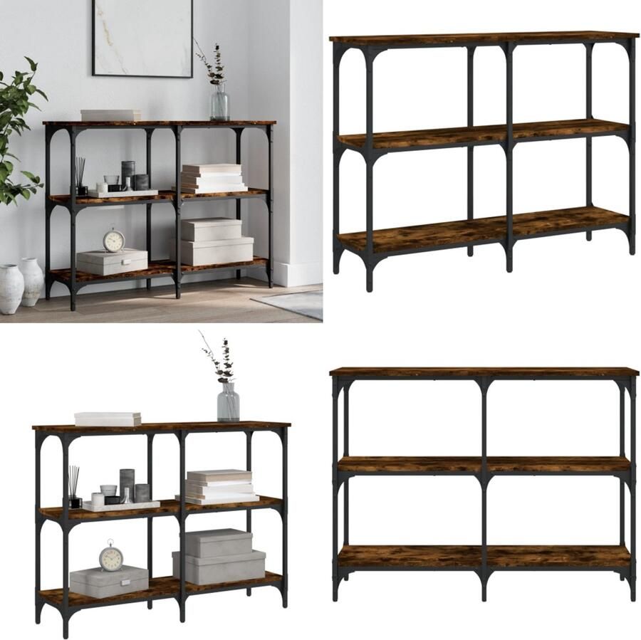 VidaXL -Wandtafel-100x29x75-cm-bewerkt-hout-gerookt-eikenkleurig