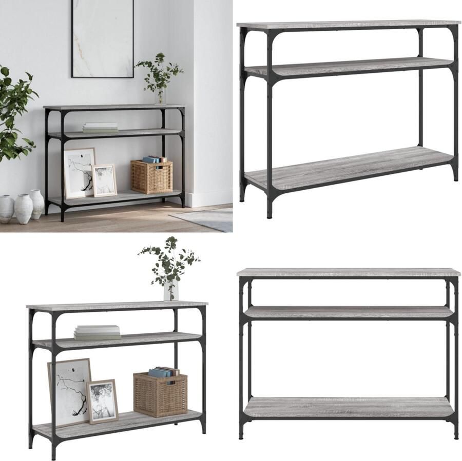 VidaXL -Wandtafel-100x29x75-cm-bewerkt-hout-grijs-sonoma-eikenkleurig - Foto 2