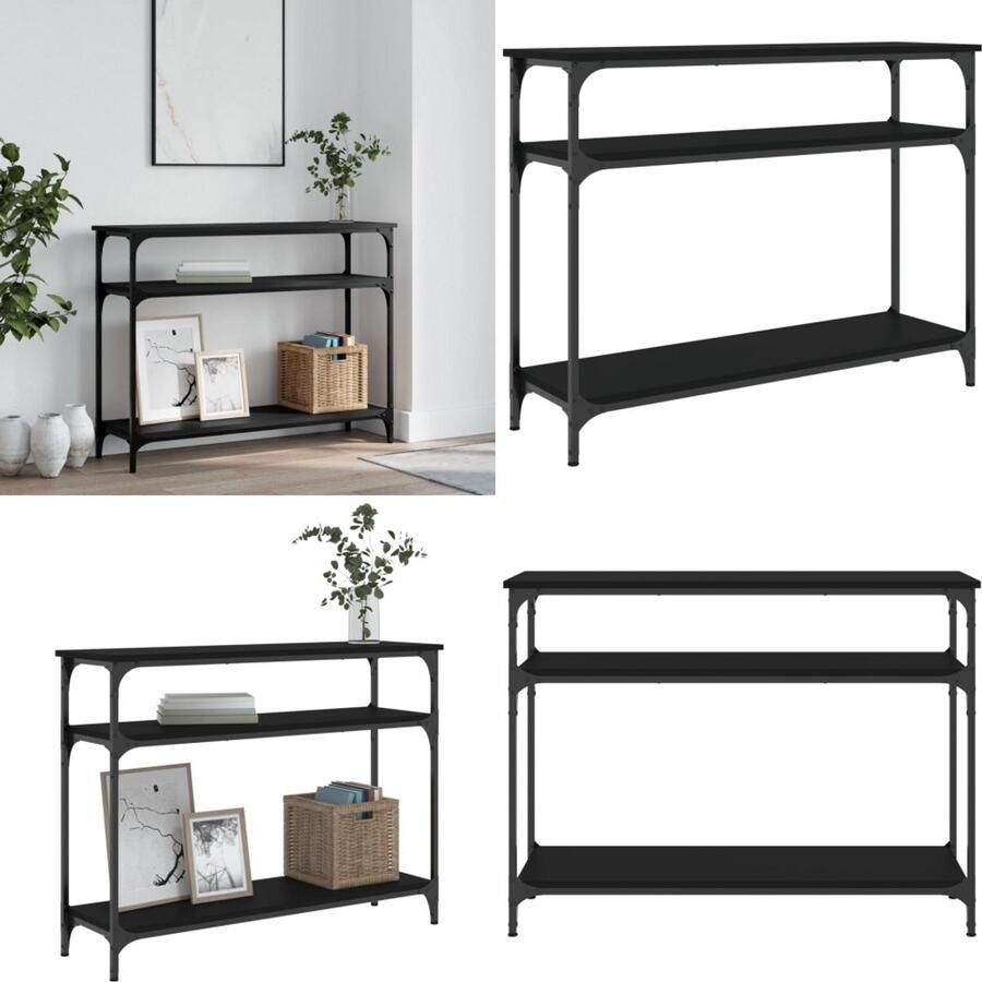 VidaXL Wandtafel 100x29x75 cm bewerkt hout zwart Wandtafel Wandtafels Bijzettafel Console Tafel