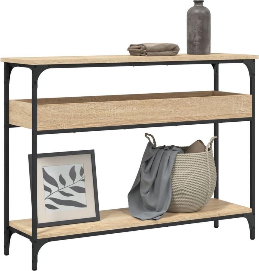 VidaXL Wandtafel 100x29x75 cm Sonoma Eikenkleur Wandtafel Haltafel Eiken Tafel Houten Tafel Industrieel Design