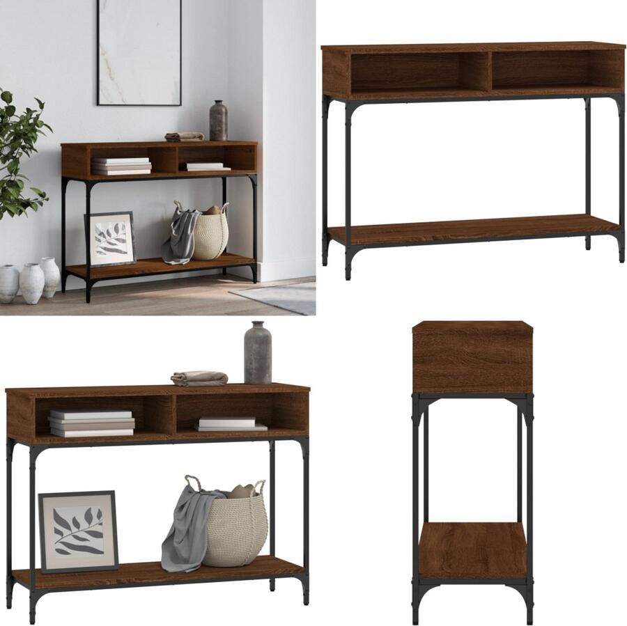 VidaXL Wandtafel 100x30 5x75 cm bewerkt hout bruin eikenkleur Wandtafel Wandtafels Banktafel Haltafel