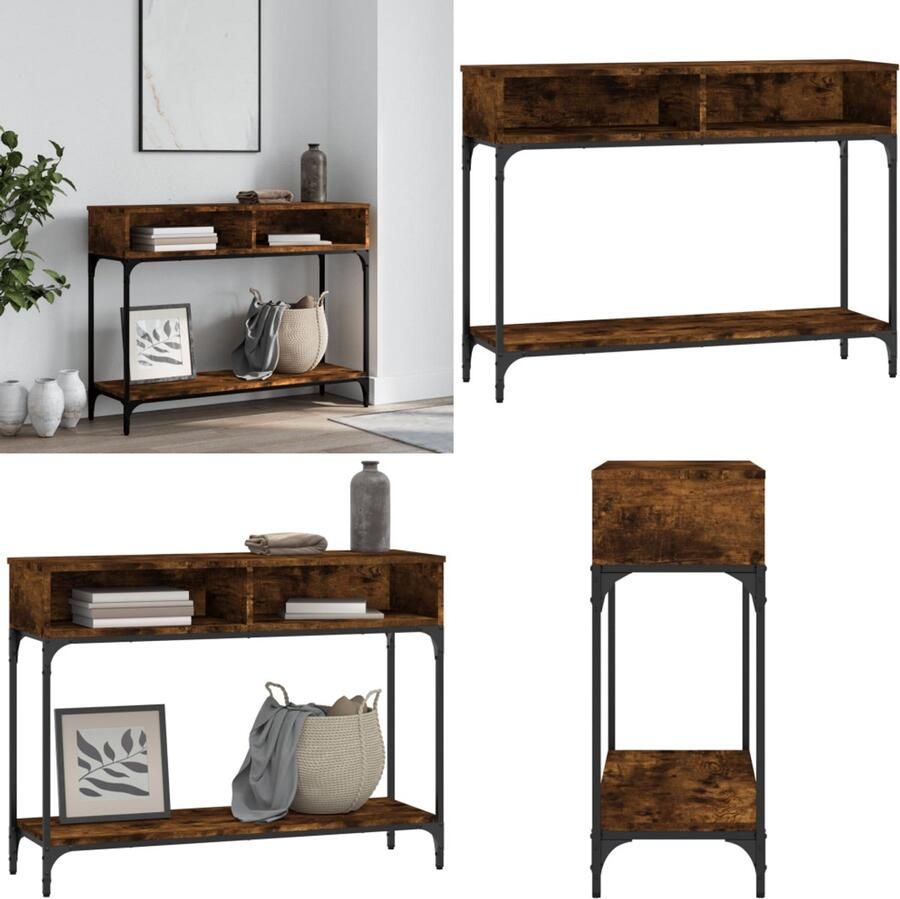 VidaXL Wandtafel 100x30 5x75 cm bewerkt hout gerookt eikenkleurig Wandtafel Wandtafels Banktafel Haltafel