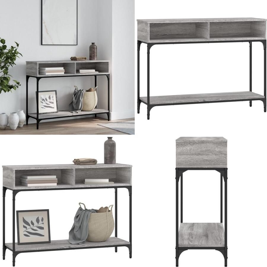 VidaXL Wandtafel 100x30 5x75 cm bewerkt hout grijs sonoma eikenkleurig Wandtafel Wandtafels Banktafel Haltafel