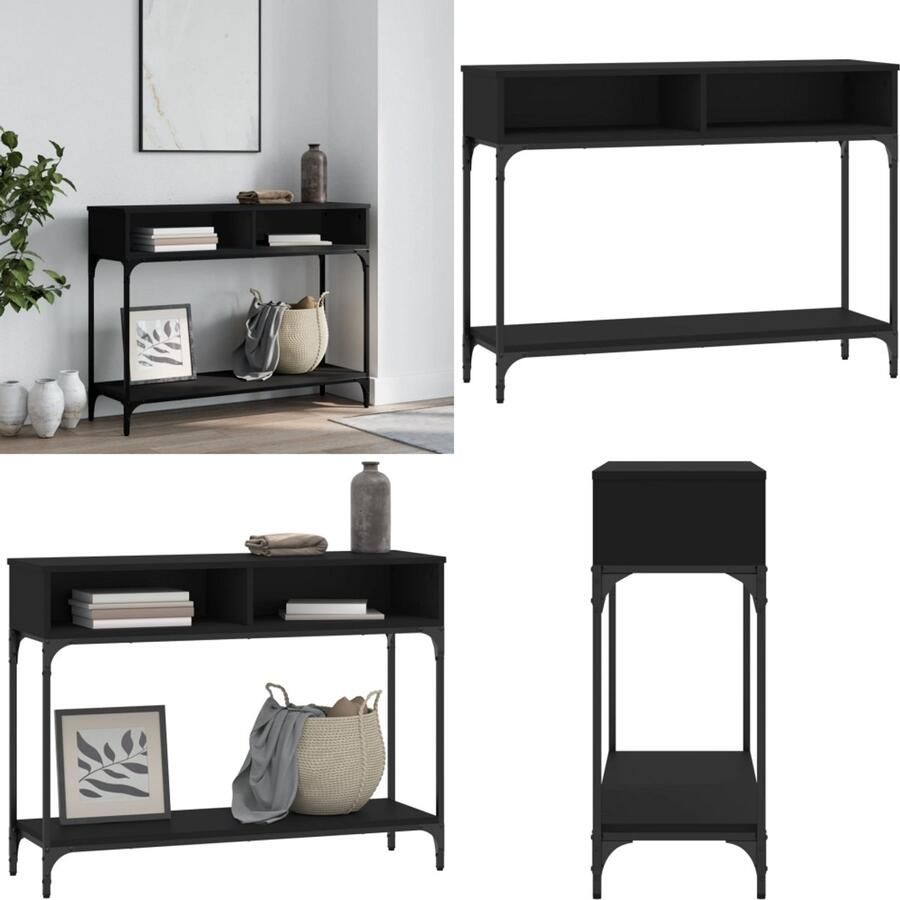 VidaXL Wandtafel 100x30 5x75 cm bewerkt hout zwart Wandtafel Wandtafels Banktafel Haltafel