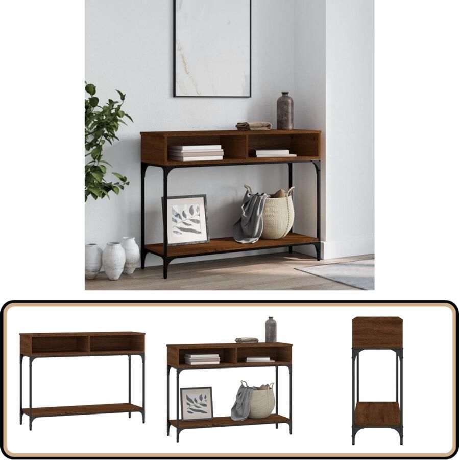 VidaXL -Wandtafel-100x30 5x75-cm-bewerkt-hout-bruin-eikenkleur