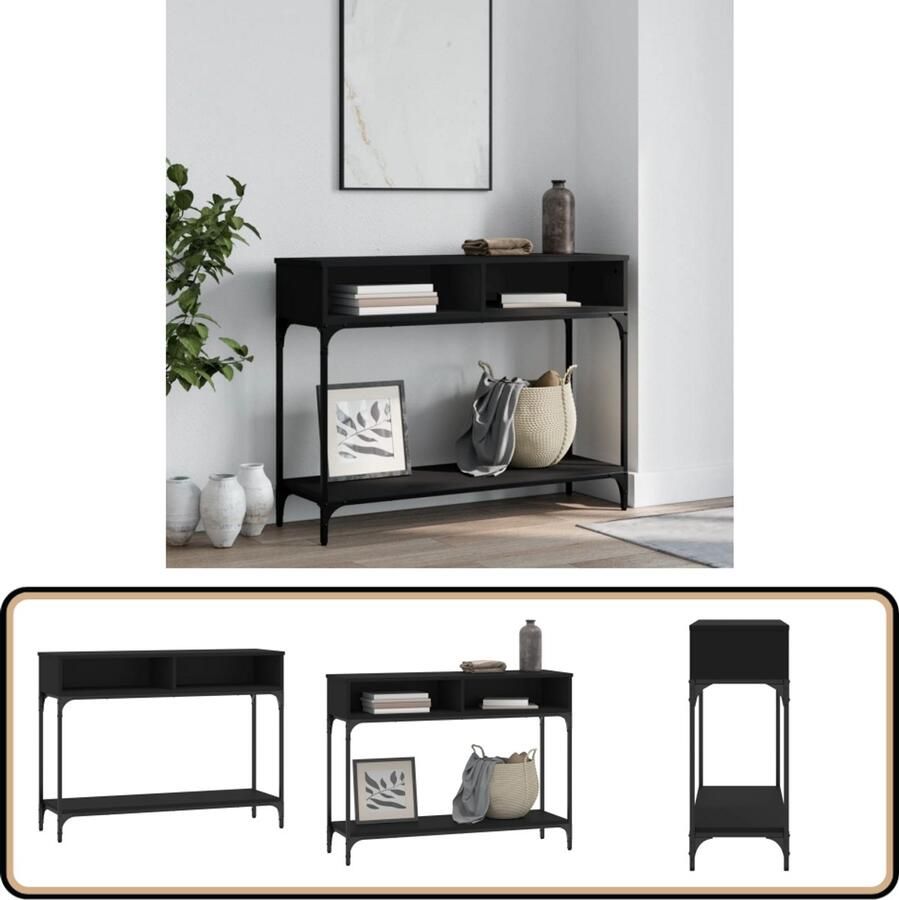 VidaXL -Wandtafel-100x30 5x75-cm-bewerkt-hout-zwart - Foto 2