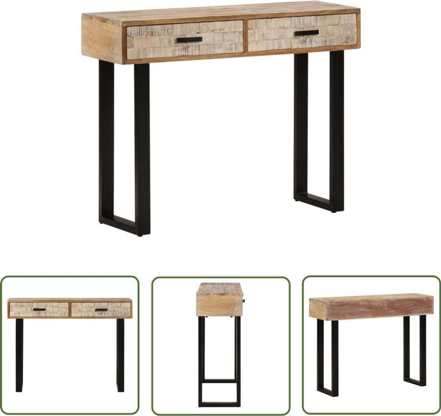 VidaXL Wandtafel 100x30x75 cm Massief Mangohout Consoletafel Industrieel Design Salontafel Woonkamerdecoratie Kastdeur Houtmeubilair Bruine Meubelen