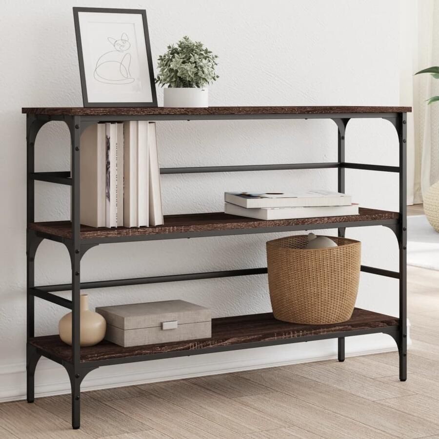 VidaXL Wandtafel 100x32x75 cm bewerkt hout bruin eikenkleur Wandtafel Houten Wandtafel Bruine Wandtafel Eikenhouten Wandtafel Salontafel