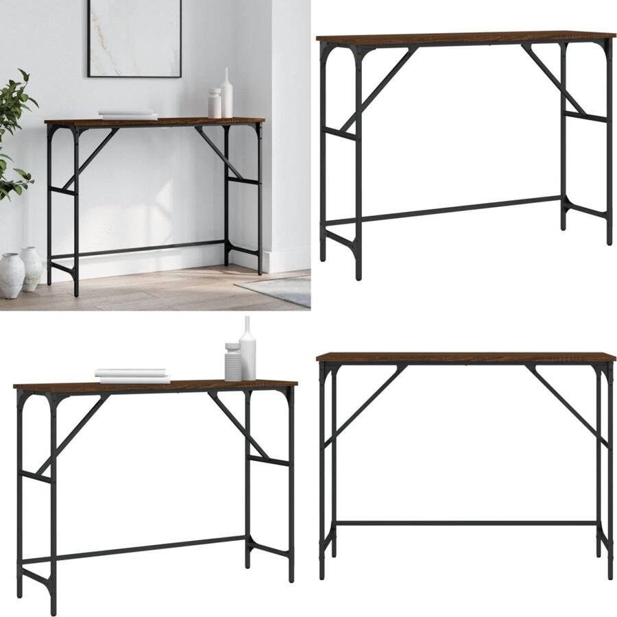 VidaXL Wandtafel 100x32x75 cm bewerkt hout bruin eikenkleur Wandtafel Wandtafels Bijzettafel Console Tafel