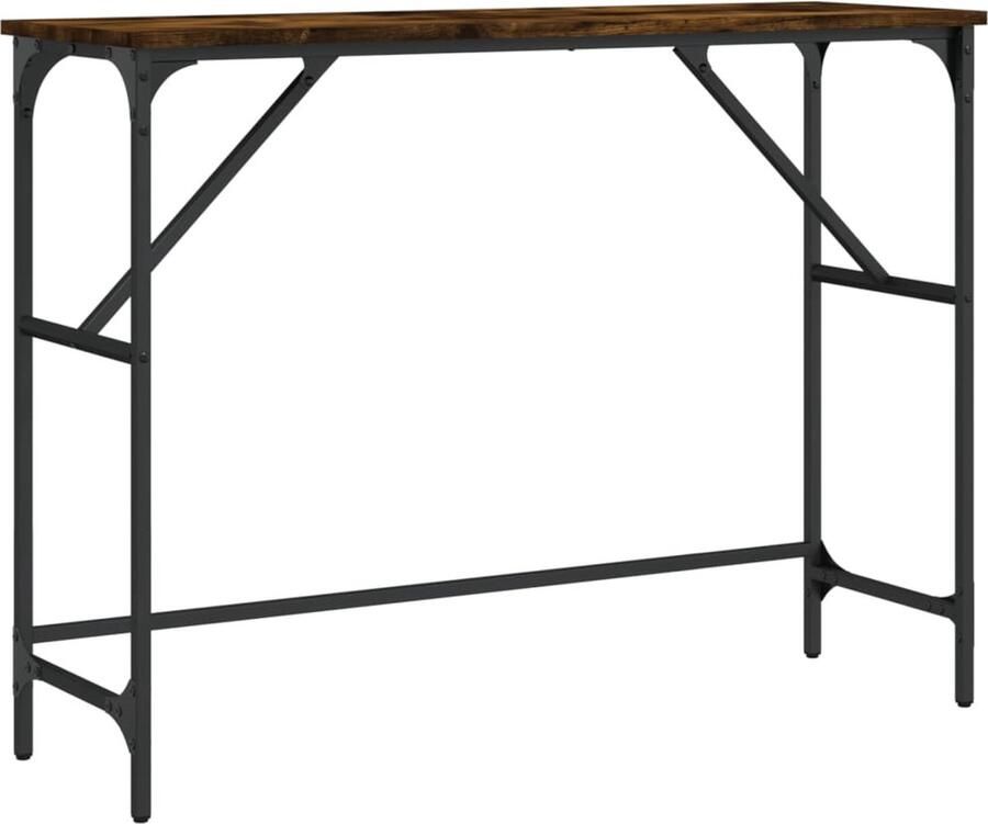 VidaXL Wandtafel 100x32x75 cm Gerookt Eiken Wandtafel Haltafel Entreetafel Designmeubilair Houten Tafel Industrieel Design Vintage Look Tv Stand Decorativa - Foto 2