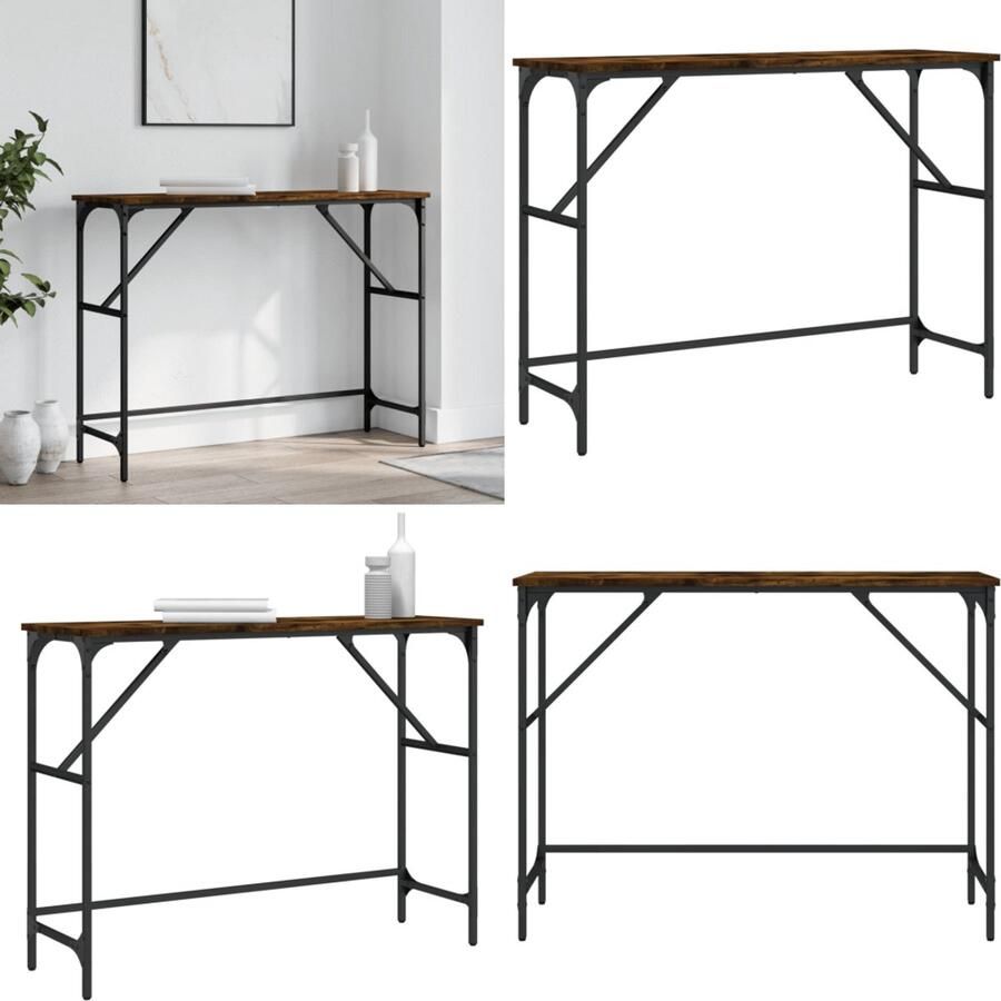 VidaXL Wandtafel 100x32x75 cm bewerkt hout gerookt eikenkleurig Wandtafel Wandtafels Bijzettafel Console Tafel