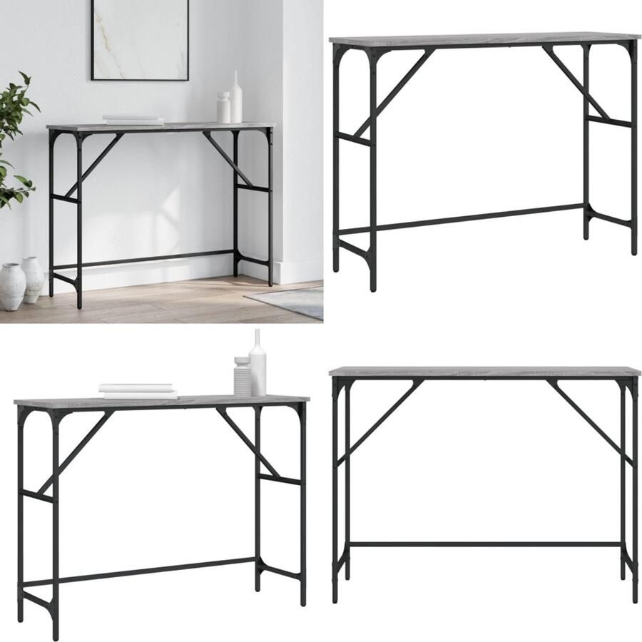 VidaXL Wandtafel 100x32x75 cm bewerkt hout grijs sonoma eikenkleurig Wandtafel Wandtafels Bijzettafel Console Tafel - Foto 3