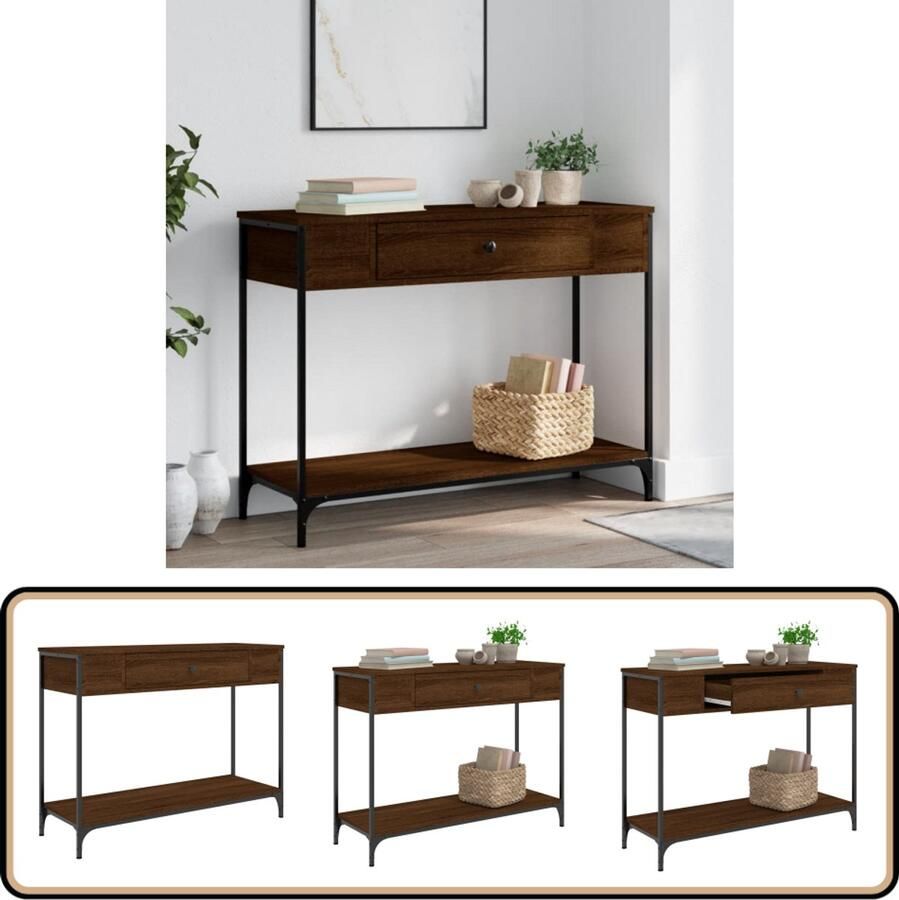 VidaXL -Wandtafel-100x34 5x75-cm-bewerkt-hout-bruin-eikenkleur - Foto 3