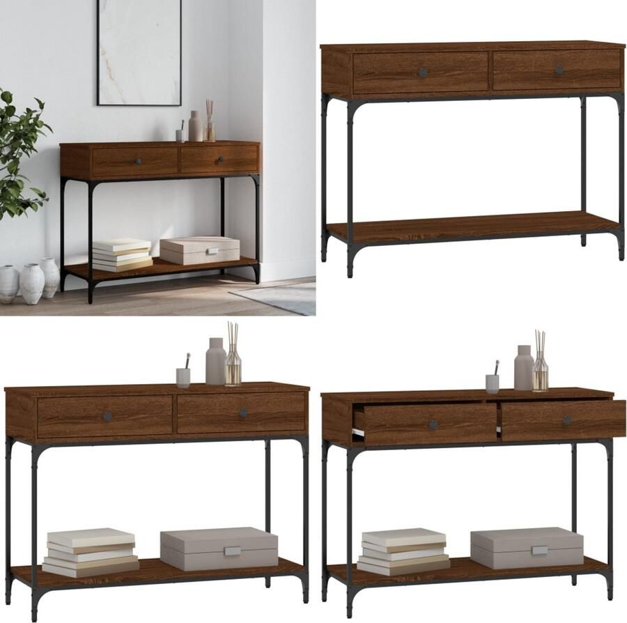 VidaXL Wandtafel 100x34 5x75 cm bewerkt hout bruin eikenkleur Wandtafel Wandtafels Banktafel Haltafel