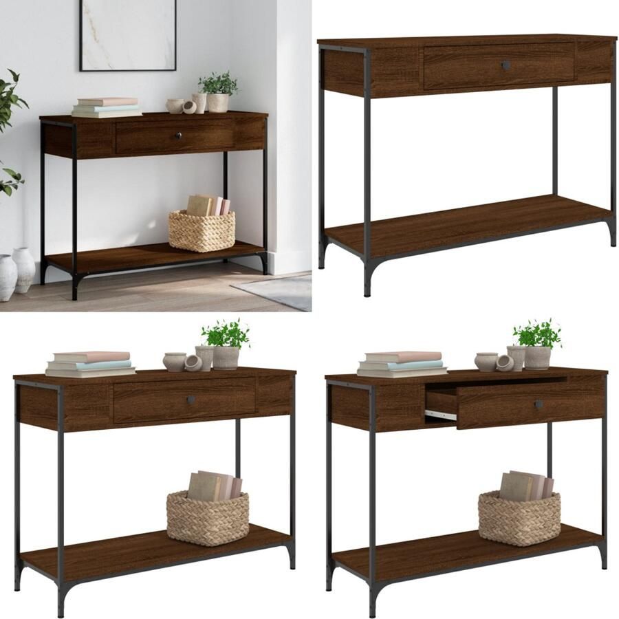 VidaXL -Wandtafel-100x34 5x75-cm-bewerkt-hout-bruin-eikenkleur - Foto 1