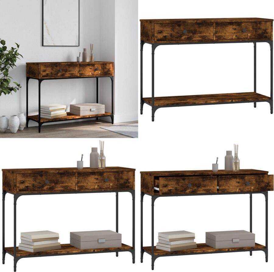 VidaXL Wandtafel 100x34 5x75 cm bewerkt hout gerookt eikenkleurig Wandtafel Wandtafels Banktafel Haltafel